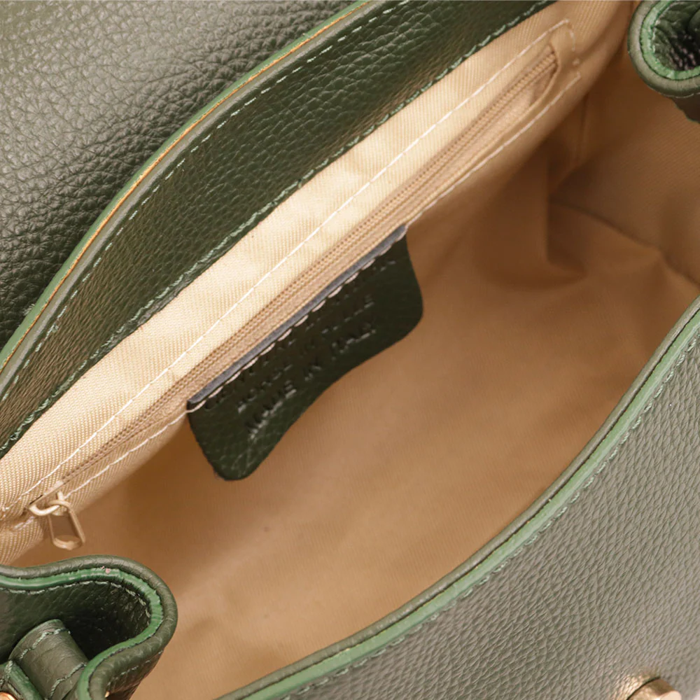 Borsa a Mano con Tracolla VIAVERDI in Pelle Verde Made in Italy linea Fiesole - Image 8
