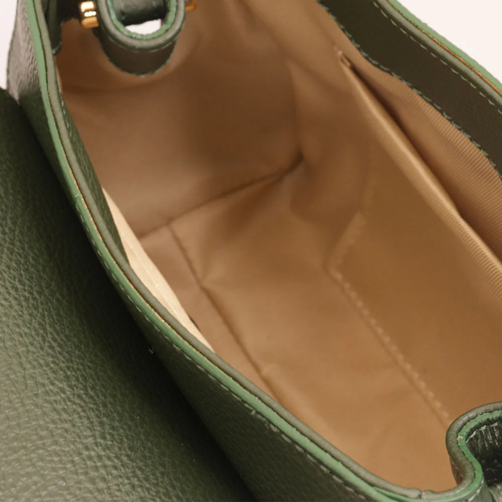 Borsa a Mano con Tracolla VIAVERDI in Pelle Verde Made in Italy linea Fiesole - Image 9