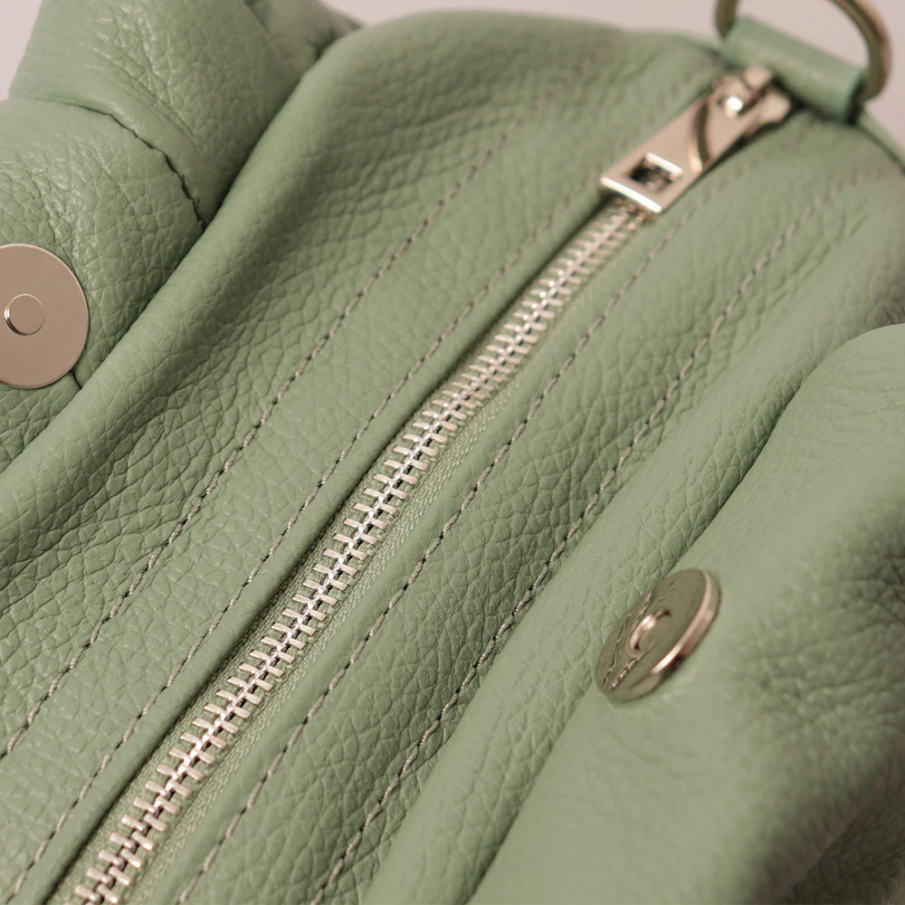 Borsa a Mano con Tracolla VIAVERDI in Pelle Verde Menta Made in Italy linea Certaldo - Image 5