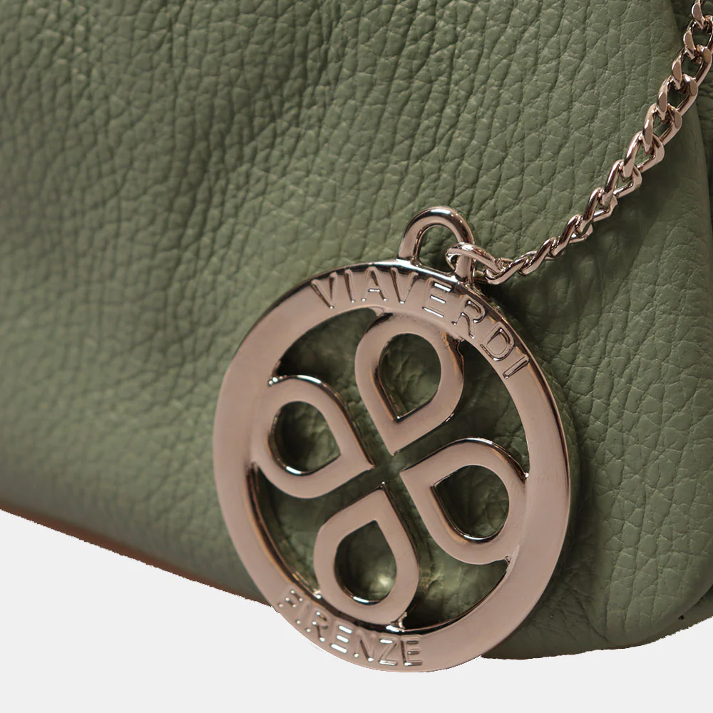 Borsa a Mano con Tracolla VIAVERDI in Pelle Verde Menta Made in Italy linea Certaldo - Image 9