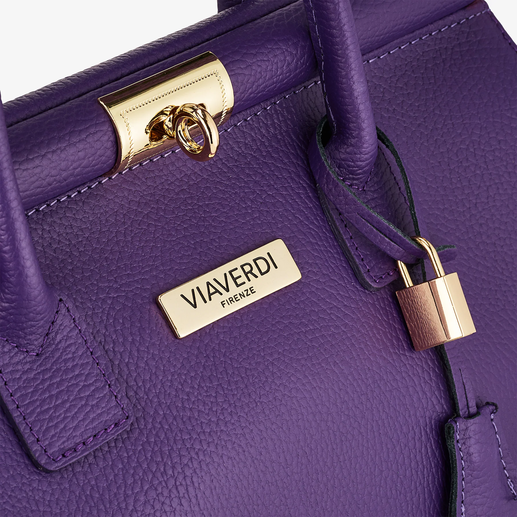 Borsa a Mano con Tracolla VIAVERDI in Pelle Viola Made in Italy Linea Barga - Image 5