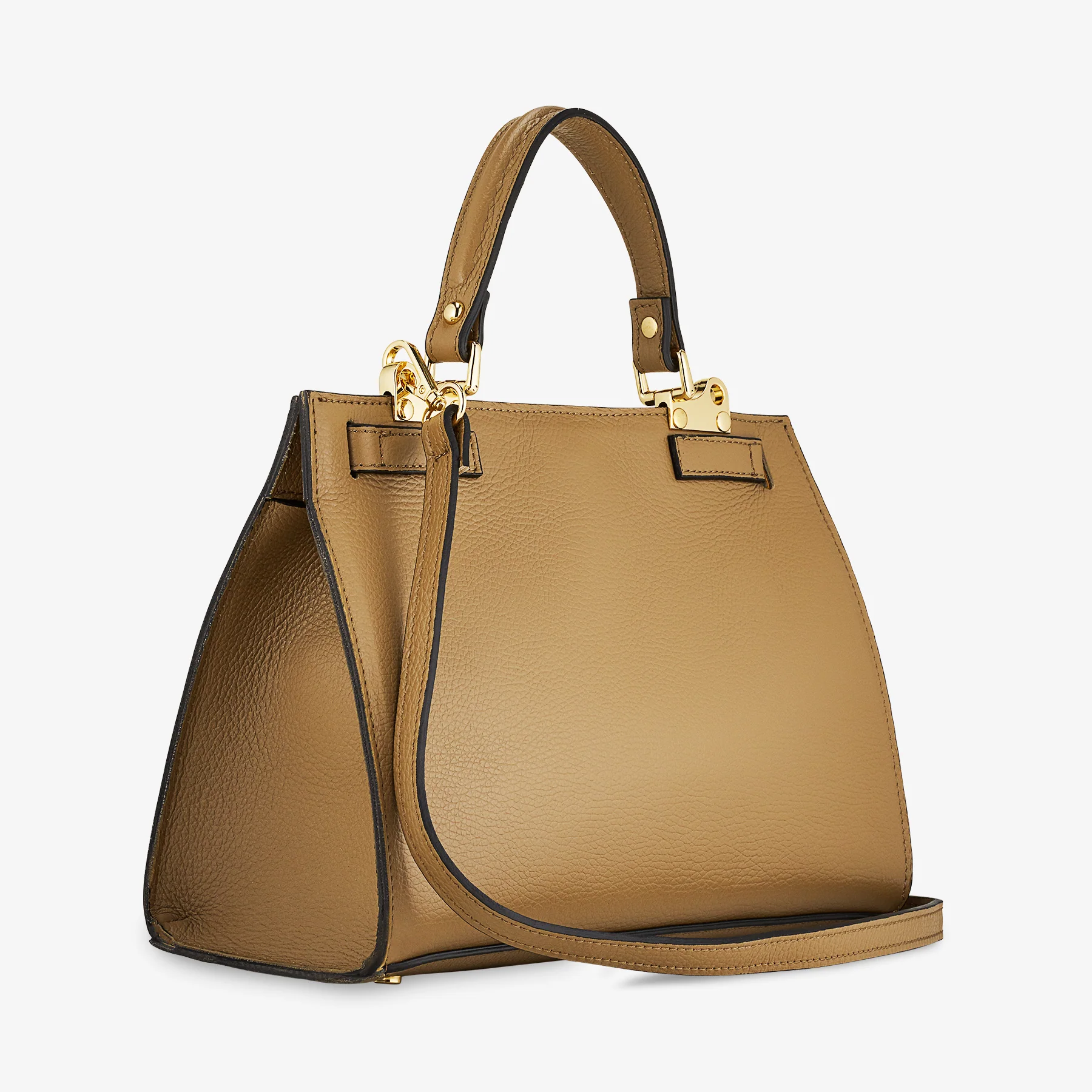 Borsa a Mano in Pelle Fango con Tracolla VIAVERDI Made in Italy Linea Barga - Image 4