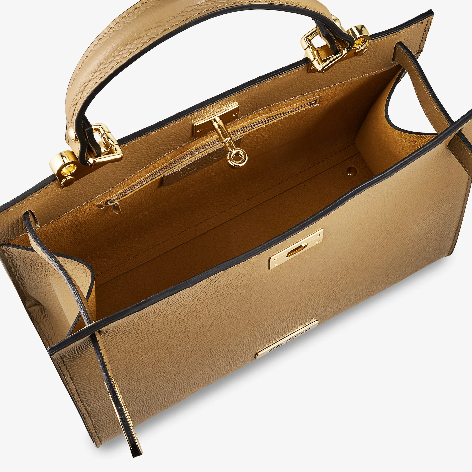 Borsa a Mano in Pelle Fango con Tracolla VIAVERDI Made in Italy Linea Barga - Image 5