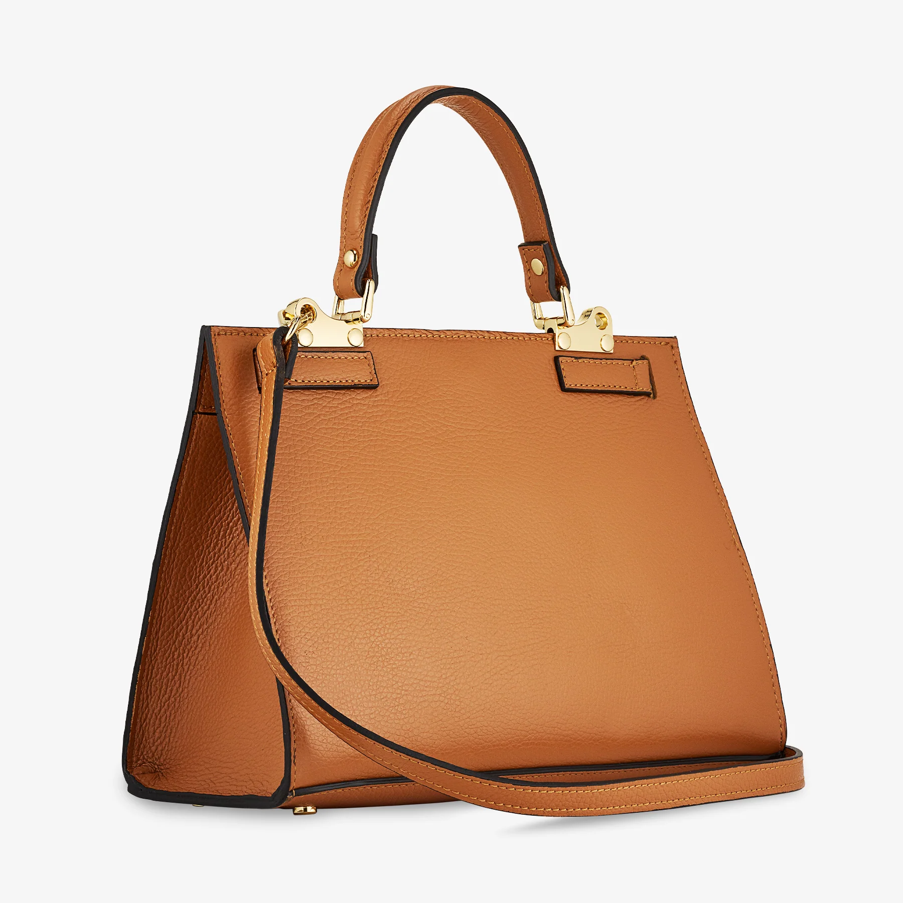 Borsa a Mano in Pelle Marrone con Tracolla VIAVERDI Made in Italy Linea Barga - Image 4