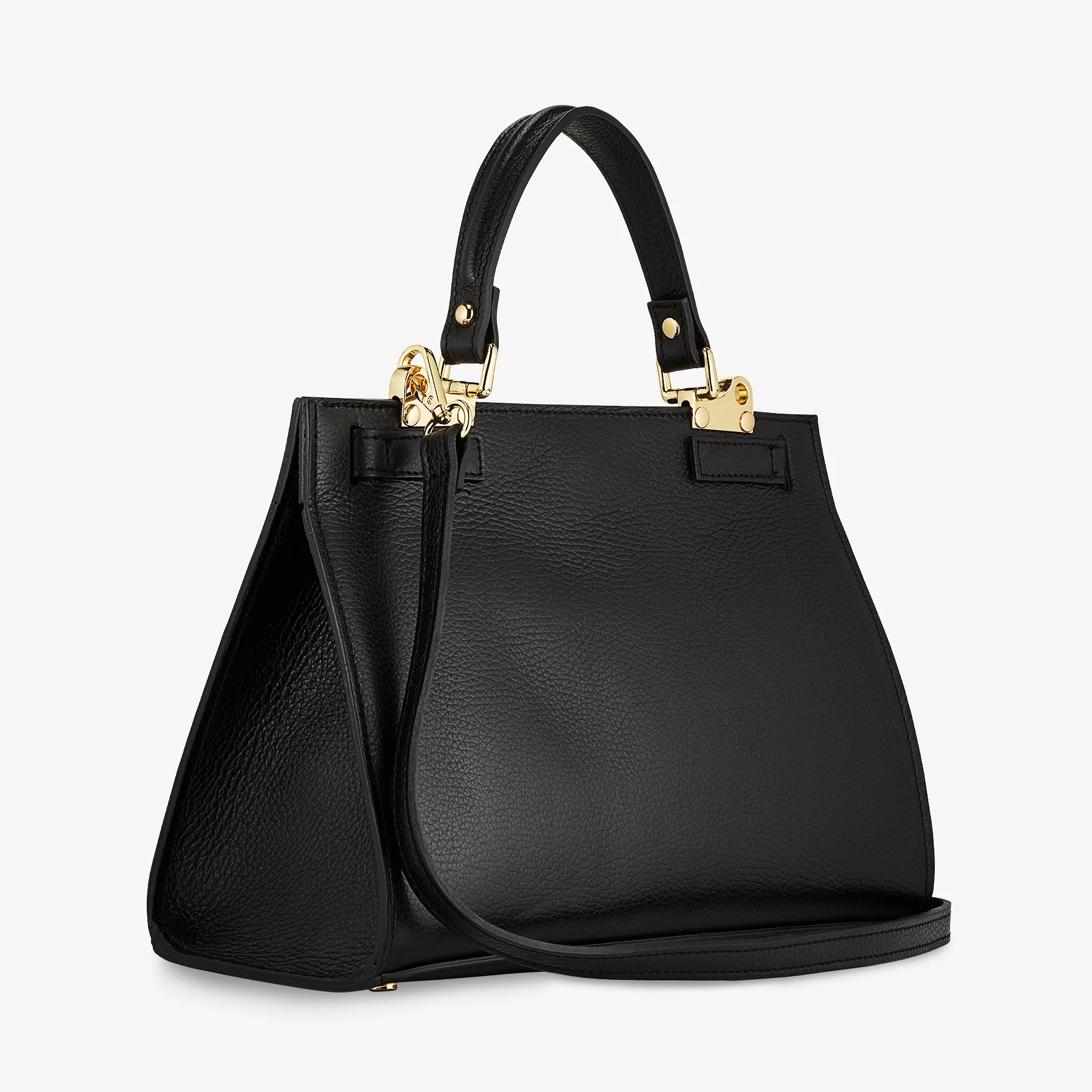 Borsa a Mano in Pelle Nera con Tracolla VIAVERDI Made in Italy Linea Barga - Image 3