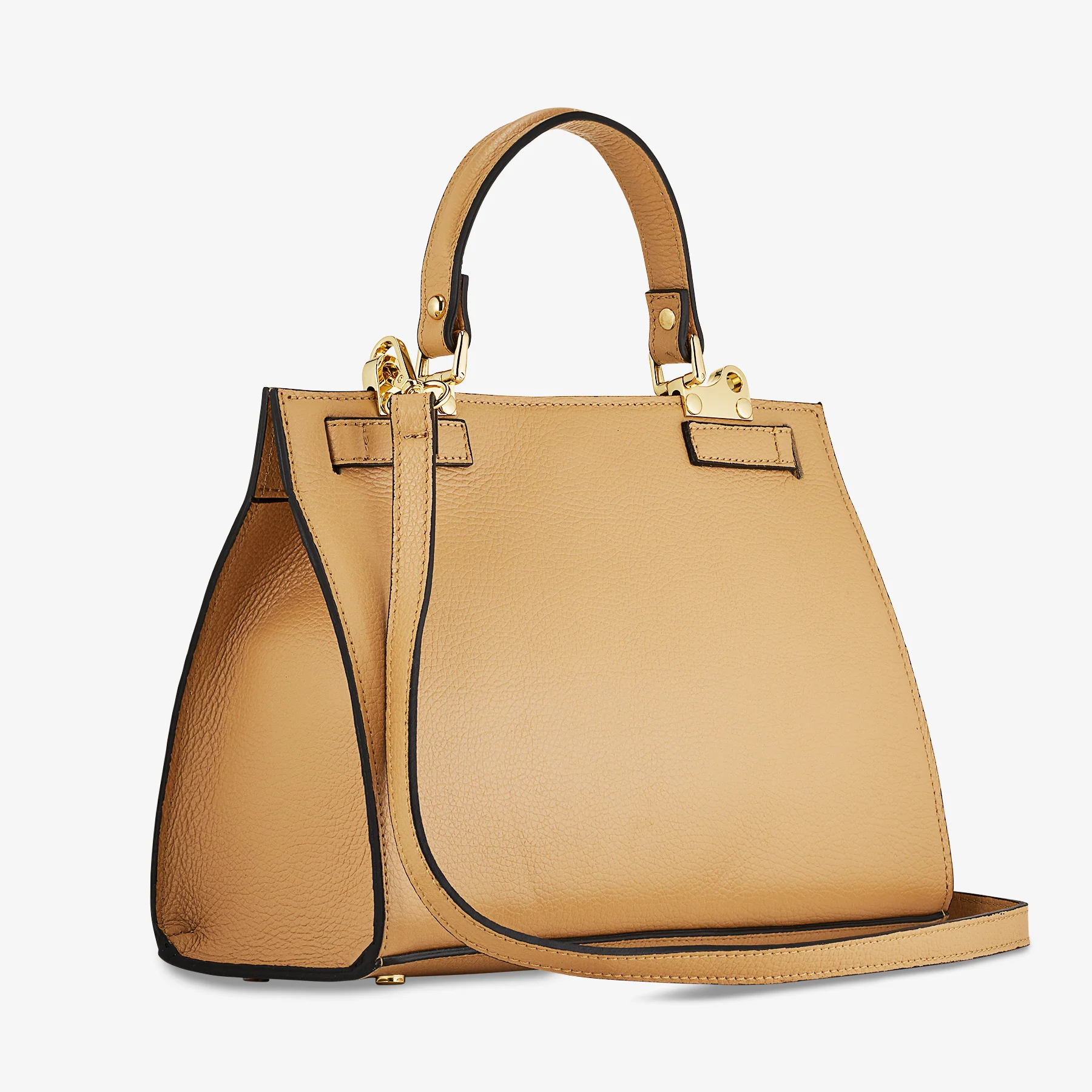 Borsa a Mano in Pelle Nocciola con Tracolla VIAVERDI Made in Italy linea Barga - Image 3