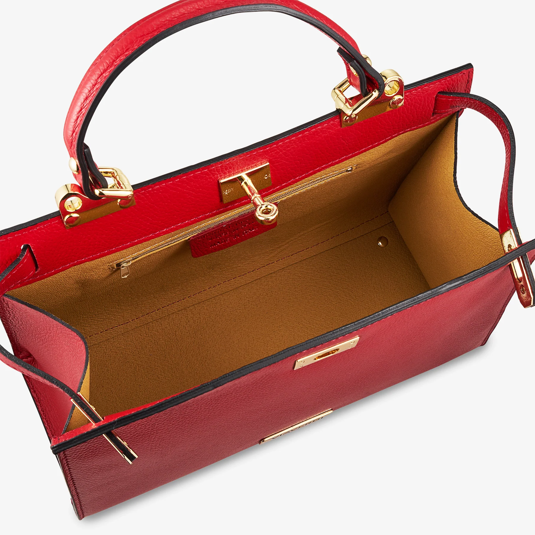 Borsa a Mano in Pelle Rossa con Tracolla VIAVERDI Made in Italy Linea Barga - Image 6