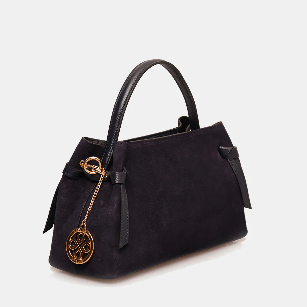 Borsa a Mano VIAVERDI in Camoscio Blu Made in Italy linea Castiglione - Image 2