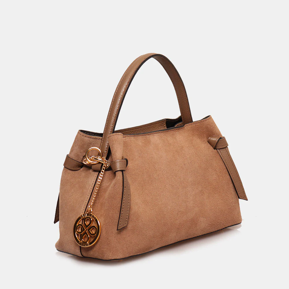 Borsa a Mano VIAVERDI in Camoscio colore Taupe Made in Italy linea Castiglione - Image 2