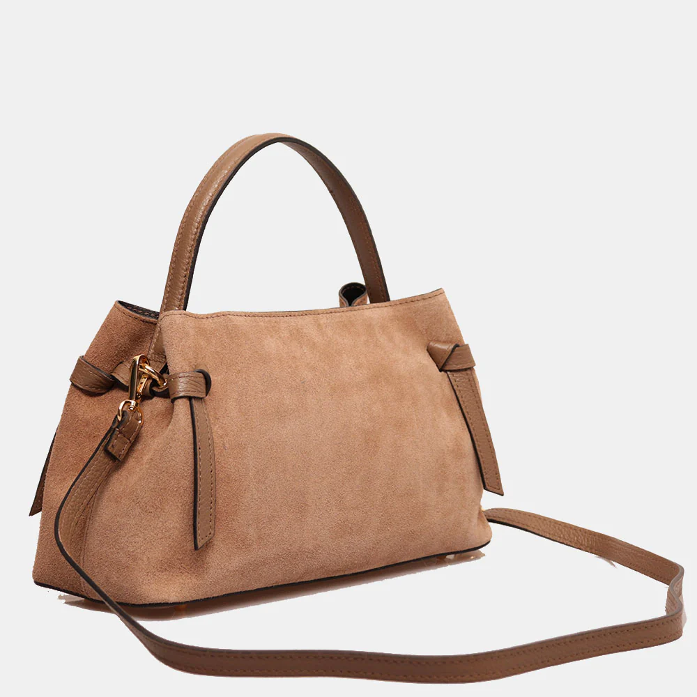 Borsa a Mano VIAVERDI in Camoscio colore Taupe Made in Italy linea Castiglione - Image 3