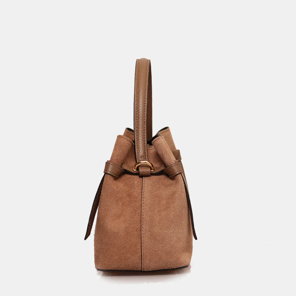 Borsa a Mano VIAVERDI in Camoscio colore Taupe Made in Italy linea Castiglione - Image 4