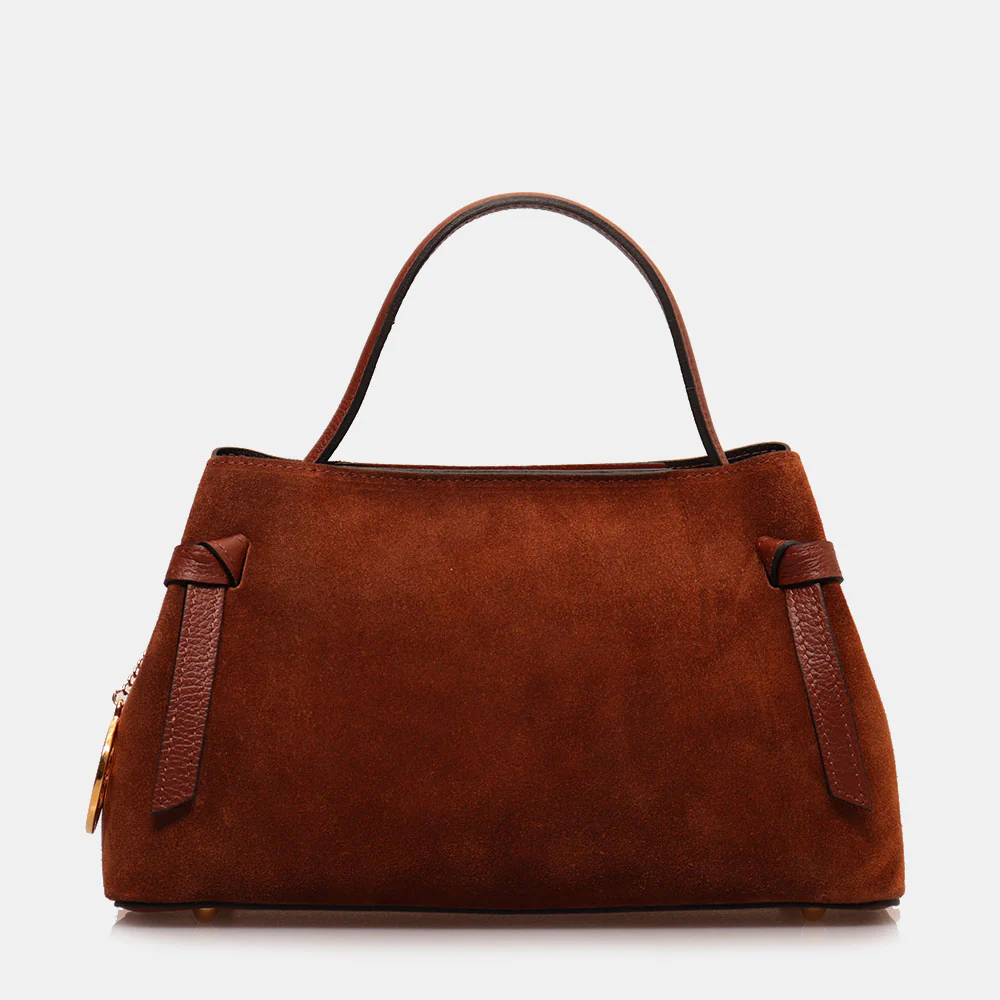 Borsa a Mano VIAVERDI in Camoscio Marrone Made in Italy linea Castiglione