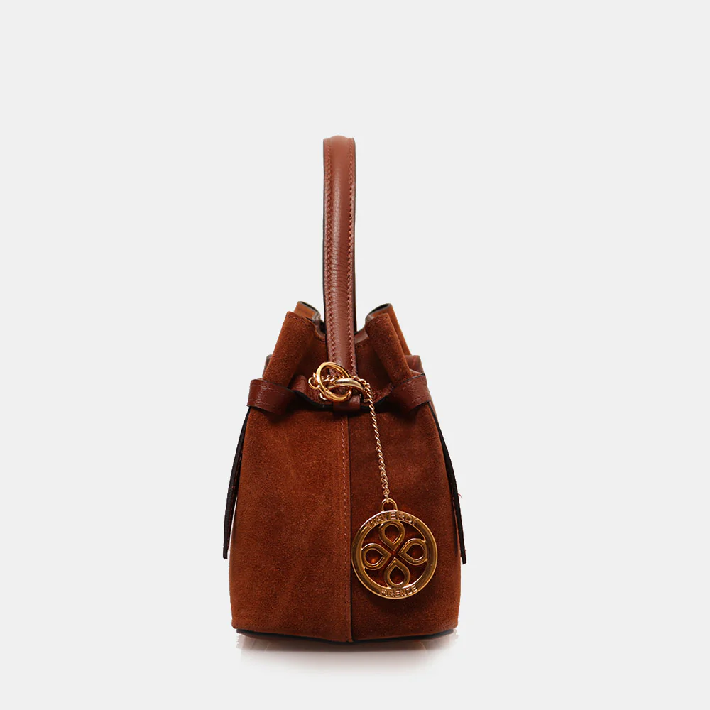 Borsa a Mano VIAVERDI in Camoscio Marrone Made in Italy linea Castiglione - Image 3