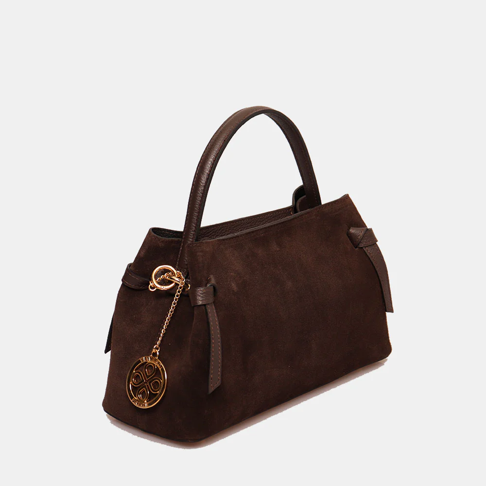 Borsa a Mano VIAVERDI in Camoscio Marrone Testa Moro Made in Italy linea Castiglione - Image 2