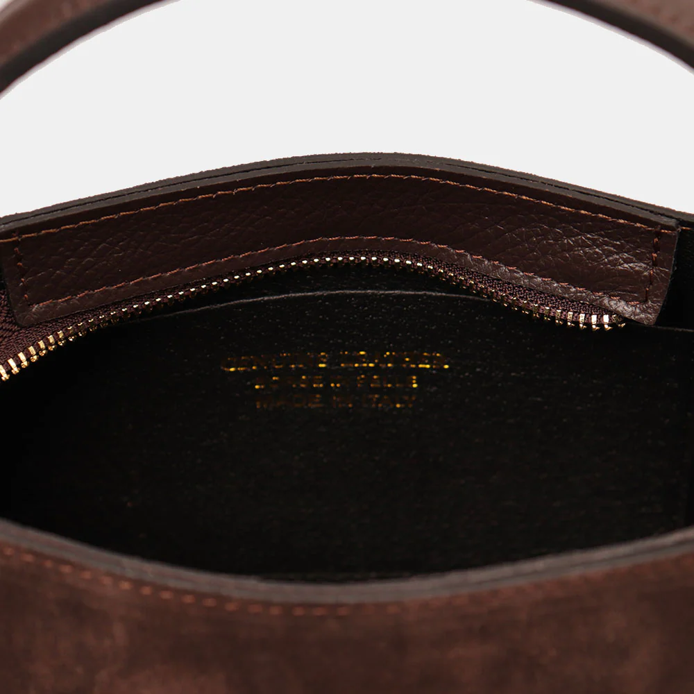 Borsa a Mano VIAVERDI in Camoscio Marrone Testa Moro Made in Italy linea Castiglione - Image 3