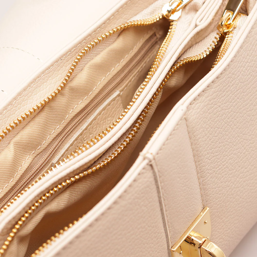 Borsa a Mano VIAVERDI in Pelle Beige Made in Italy linea Montalcino - Image 7