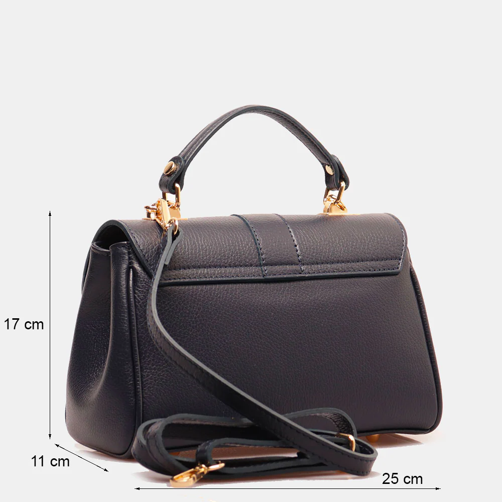 Borsa a Mano VIAVERDI in Pelle Blu Made in Italy linea Montalcino - Image 6