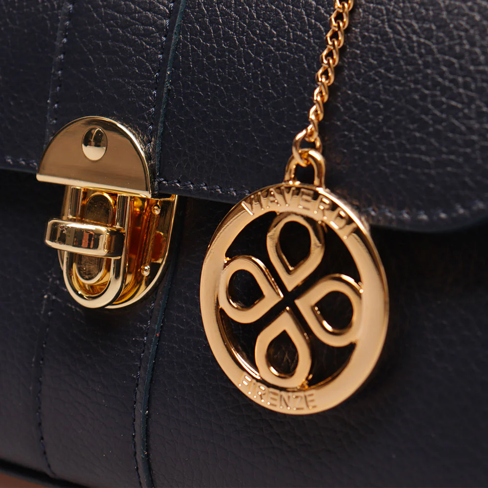 Borsa a Mano VIAVERDI in Pelle Blu Made in Italy linea Montalcino - Image 8