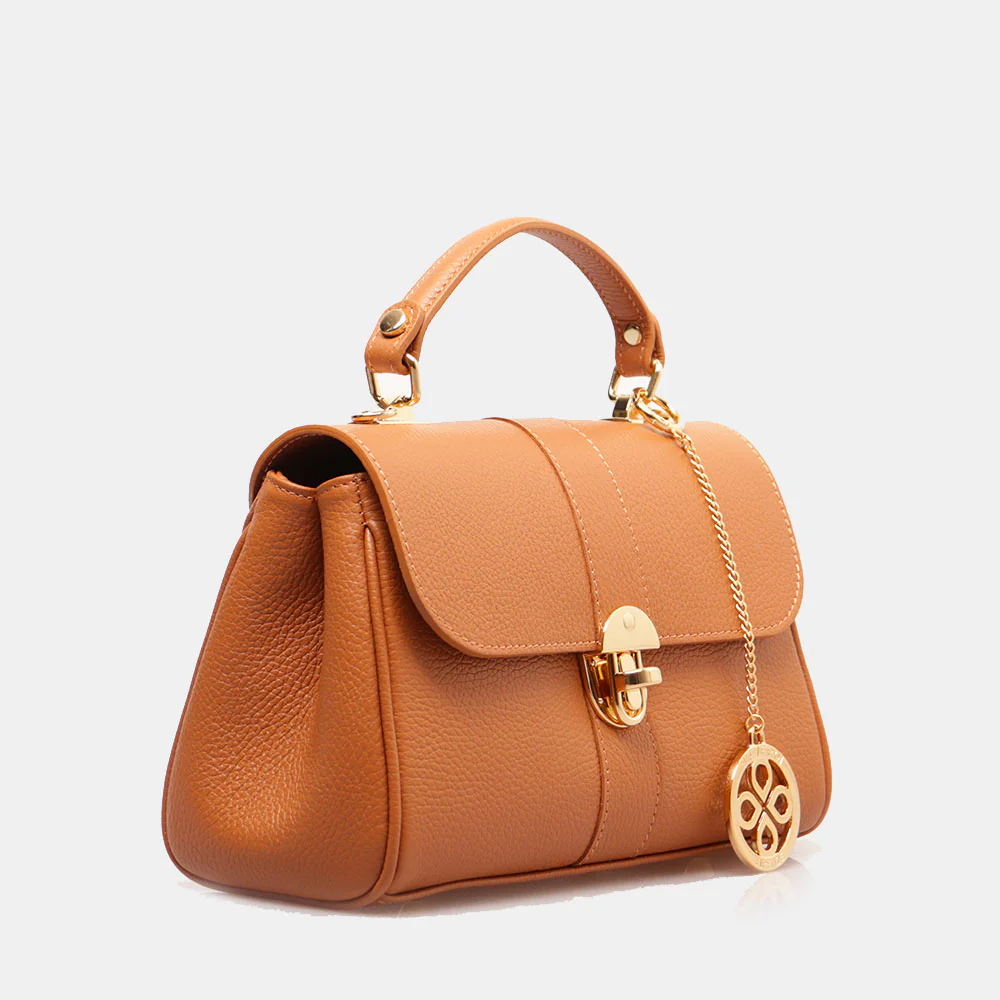 Borsa a Mano VIAVERDI in Pelle color Cuoio Made in Italy linea Montalcino - Image 3