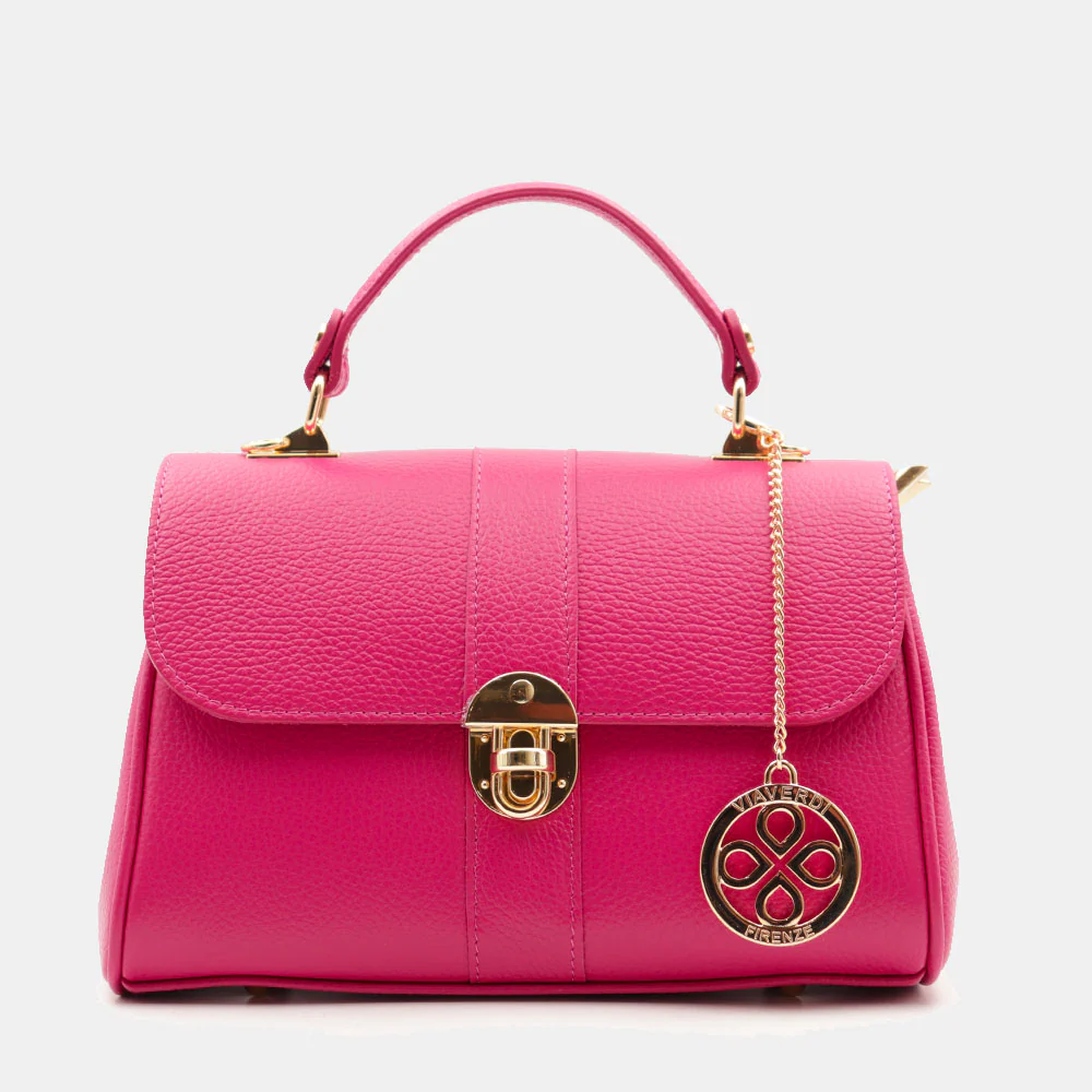 Borsa a Mano VIAVERDI in Pelle Fucsia Made in Italy linea Montalcino