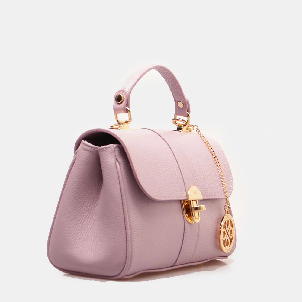Borsa a Mano VIAVERDI in Pelle Lilla Made in Italy linea Montalcino - Image 3