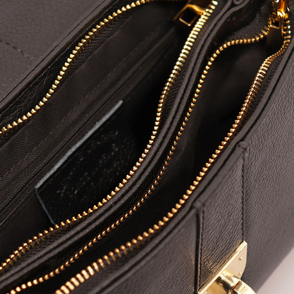 Borsa a Mano VIAVERDI in Pelle Nera Made in Italy linea Montalcino - Image 7