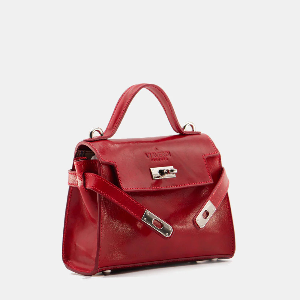 Borsa a Mano VIAVERDI in Pelle Rossa Made in Italy linea Firenze - Image 3