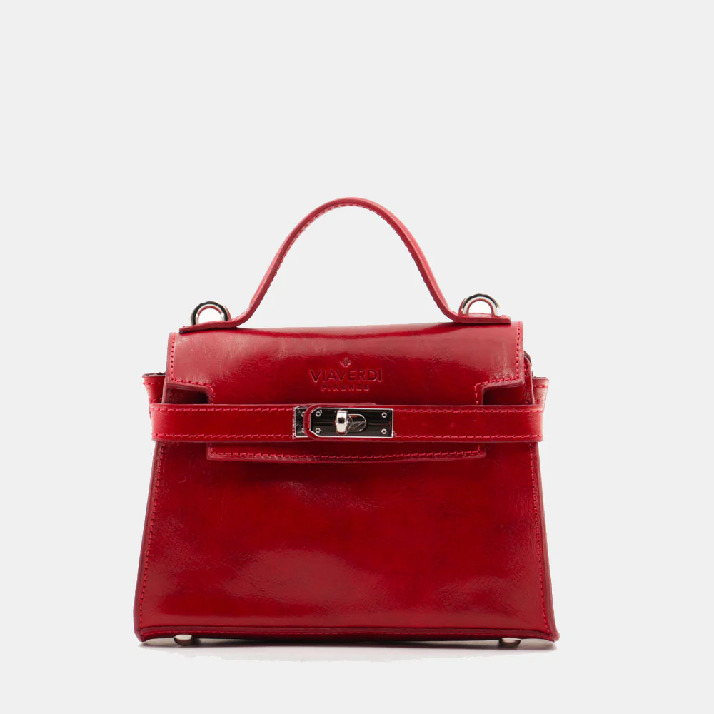 Borsa a Mano VIAVERDI in Pelle Rossa Made in Italy linea Firenze - Image 4