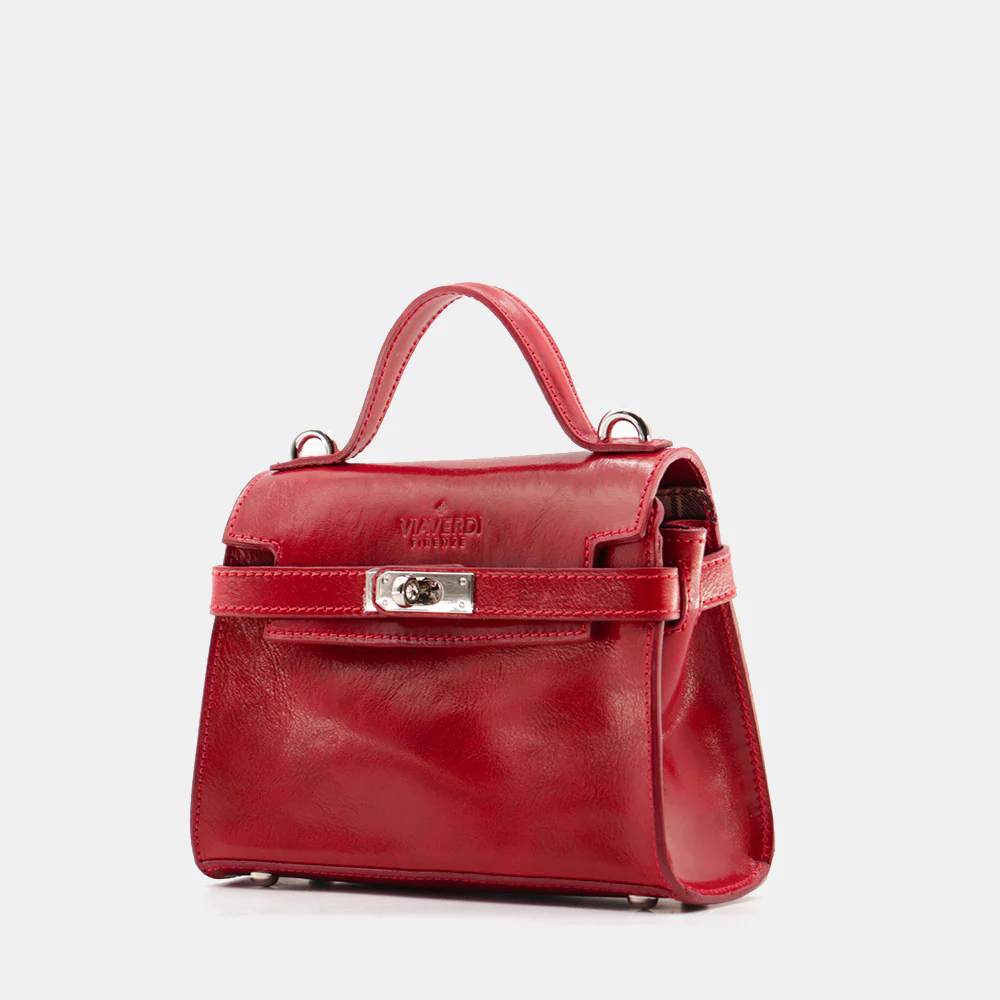 Borsa a Mano VIAVERDI in Pelle Rossa Made in Italy linea Firenze - Image 5