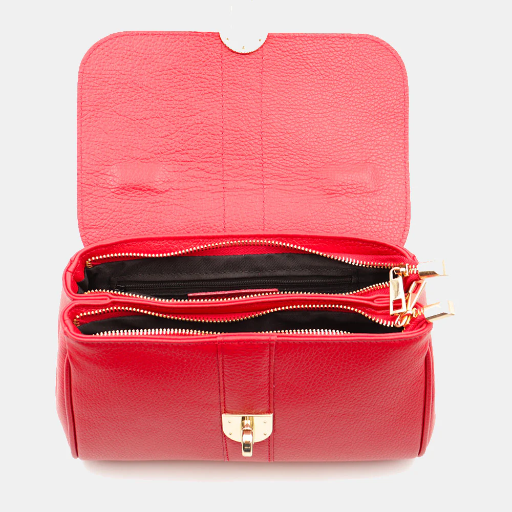 Borsa a Mano VIAVERDI in Pelle Rossa Made in Italy linea Montalcino - Image 5