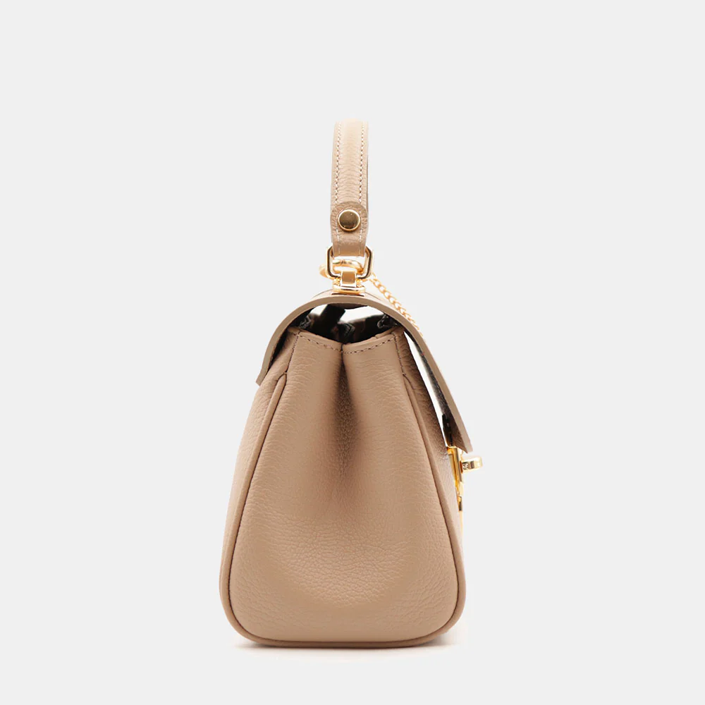 Borsa a Mano VIAVERDI in Pelle Taupe Made in Italy linea Montalcino - Image 5