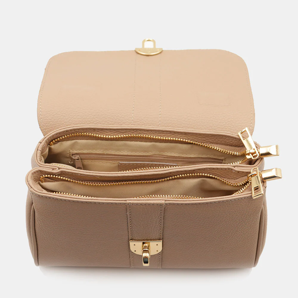 Borsa a Mano VIAVERDI in Pelle Taupe Made in Italy linea Montalcino - Image 7