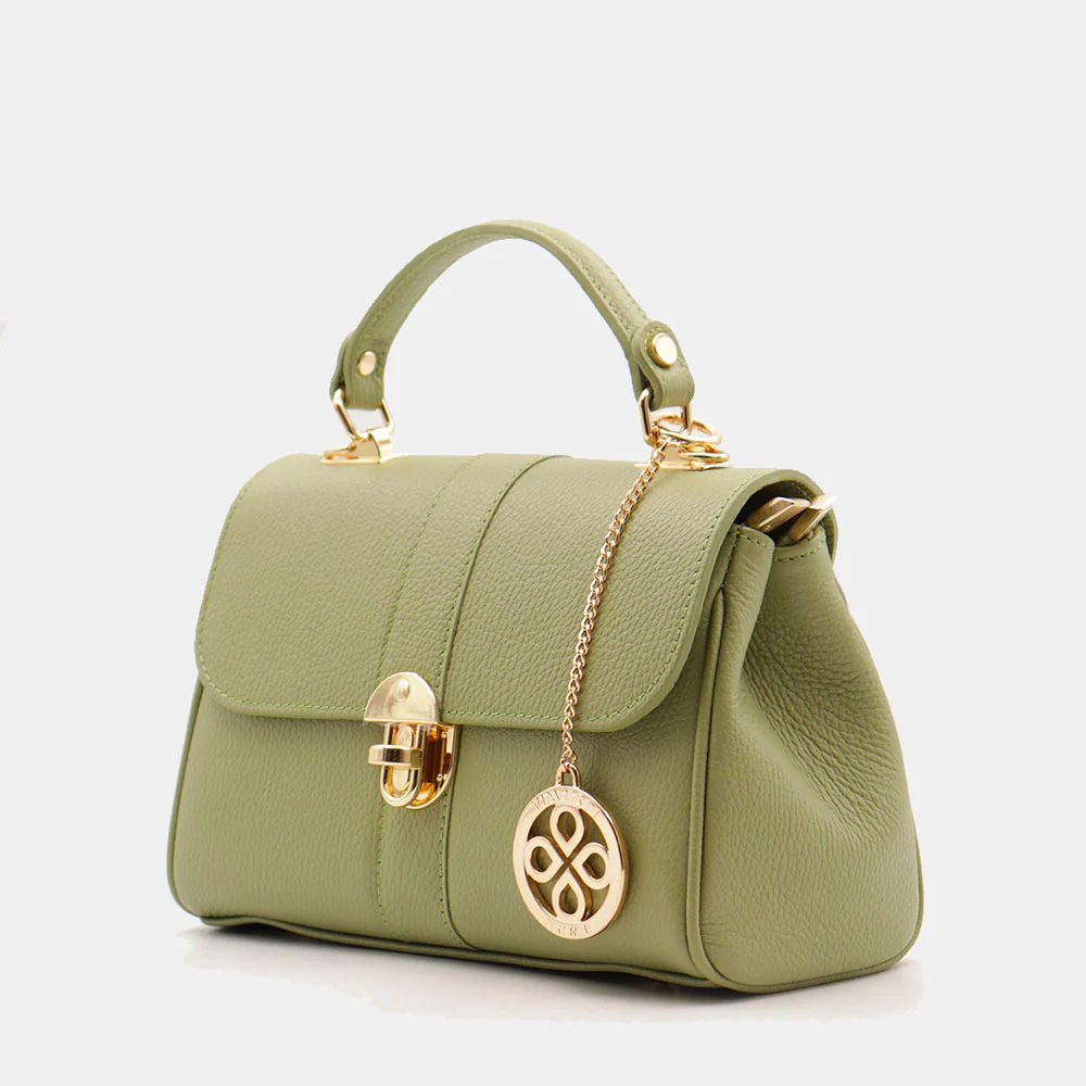 Borsa a Mano VIAVERDI in Pelle Verde Made in Italy linea Montalcino - Image 3
