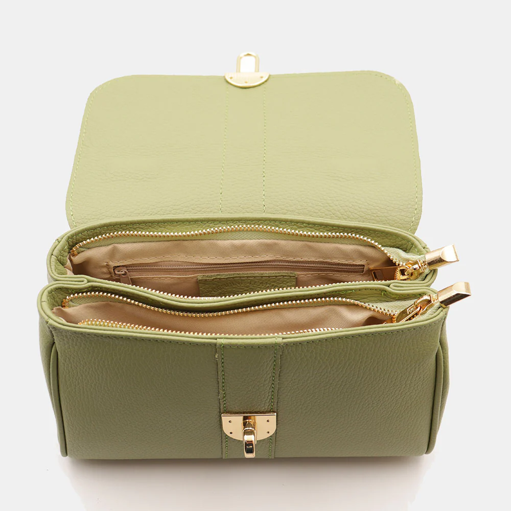 Borsa a Mano VIAVERDI in Pelle Verde Made in Italy linea Montalcino - Image 7