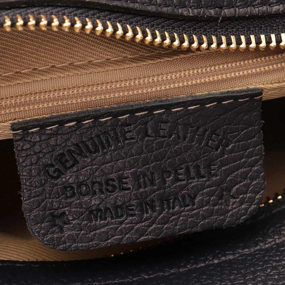 Borsa a Spalla con Tracolla VIAVERDI in Pelle Blu Made in Italy linea Montalcino - Image 10
