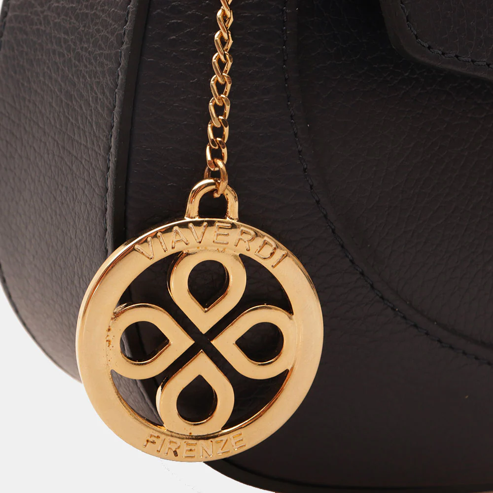 Borsa a Spalla con Tracolla VIAVERDI in Pelle Blu Made in Italy linea Montalcino - Image 7