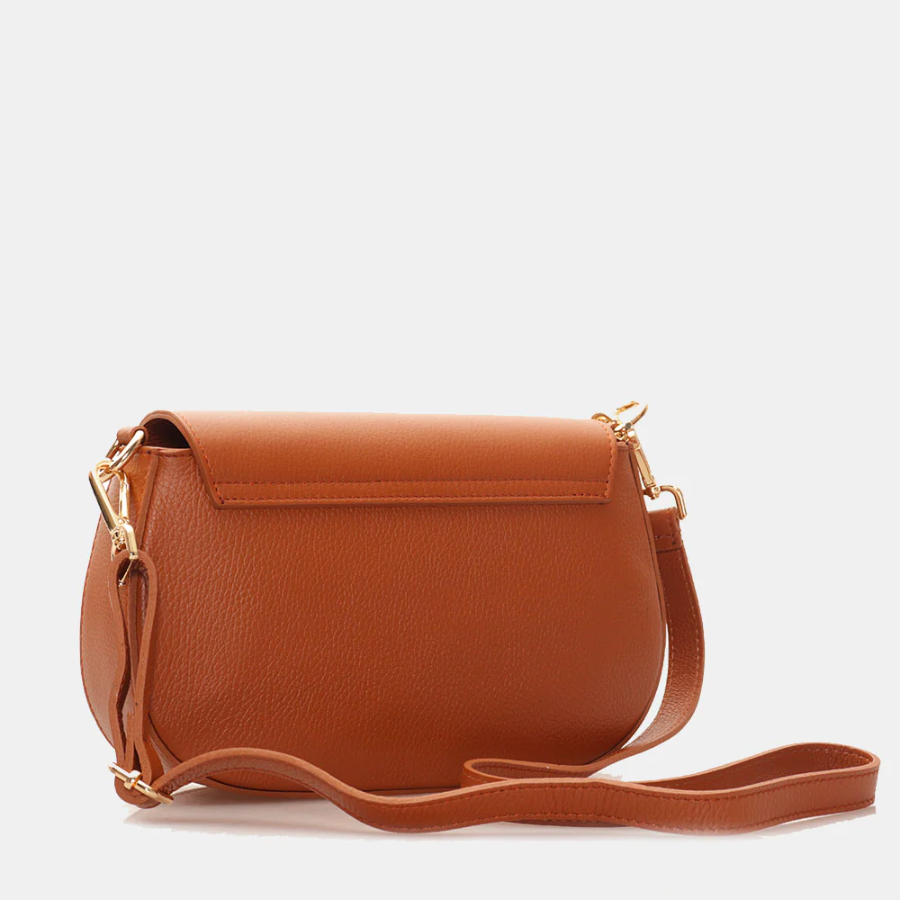 Borsa a Spalla con Tracolla VIAVERDI in Pelle Color Cuoio Made in Italy linea Montalcino - Image 6
