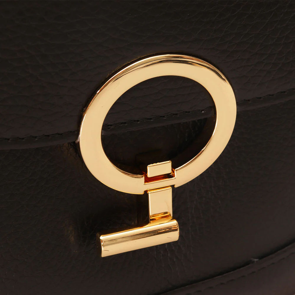 Borsa a Spalla con Tracolla VIAVERDI in Pelle Nera Made in Italy linea Montalcino - Image 10