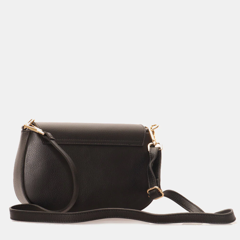 Borsa a Spalla con Tracolla VIAVERDI in Pelle Nera Made in Italy linea Montalcino - Image 6