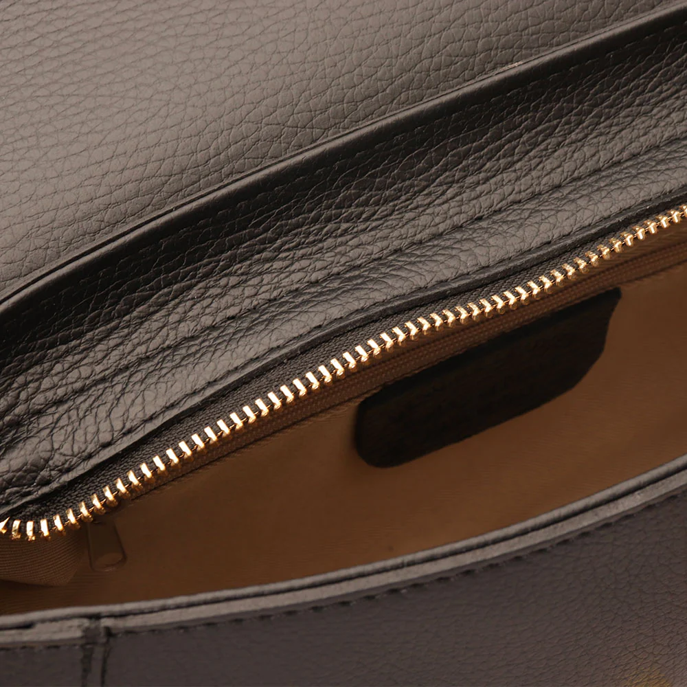 Borsa a Spalla con Tracolla VIAVERDI in Pelle Nera Made in Italy linea Montalcino - Image 8