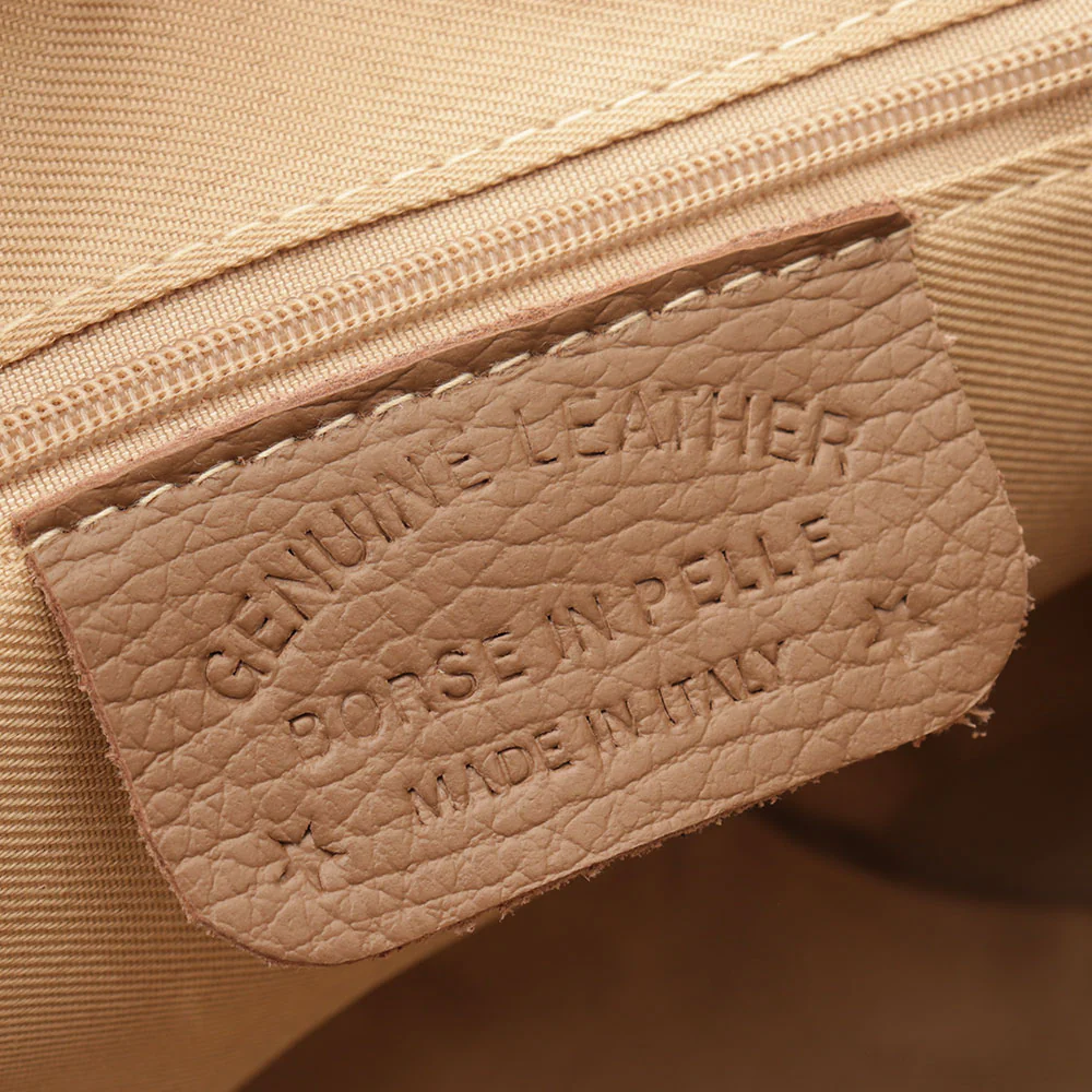 Borsa a Spalla con Tracolla VIAVERDI in Pelle Taupe Made in Italy linea Montalcino - Image 10