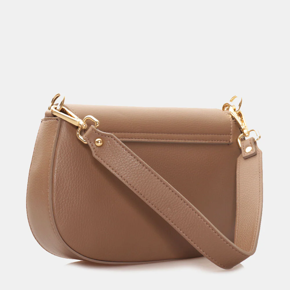 Borsa a Spalla con Tracolla VIAVERDI in Pelle Taupe Made in Italy linea Montalcino - Image 5