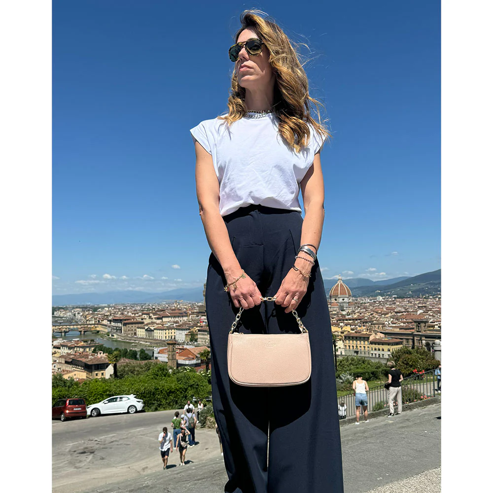 Borsa a Spalla in Pelle Avorio con Tracolla VIAVERDI Made in Italy - Image 7