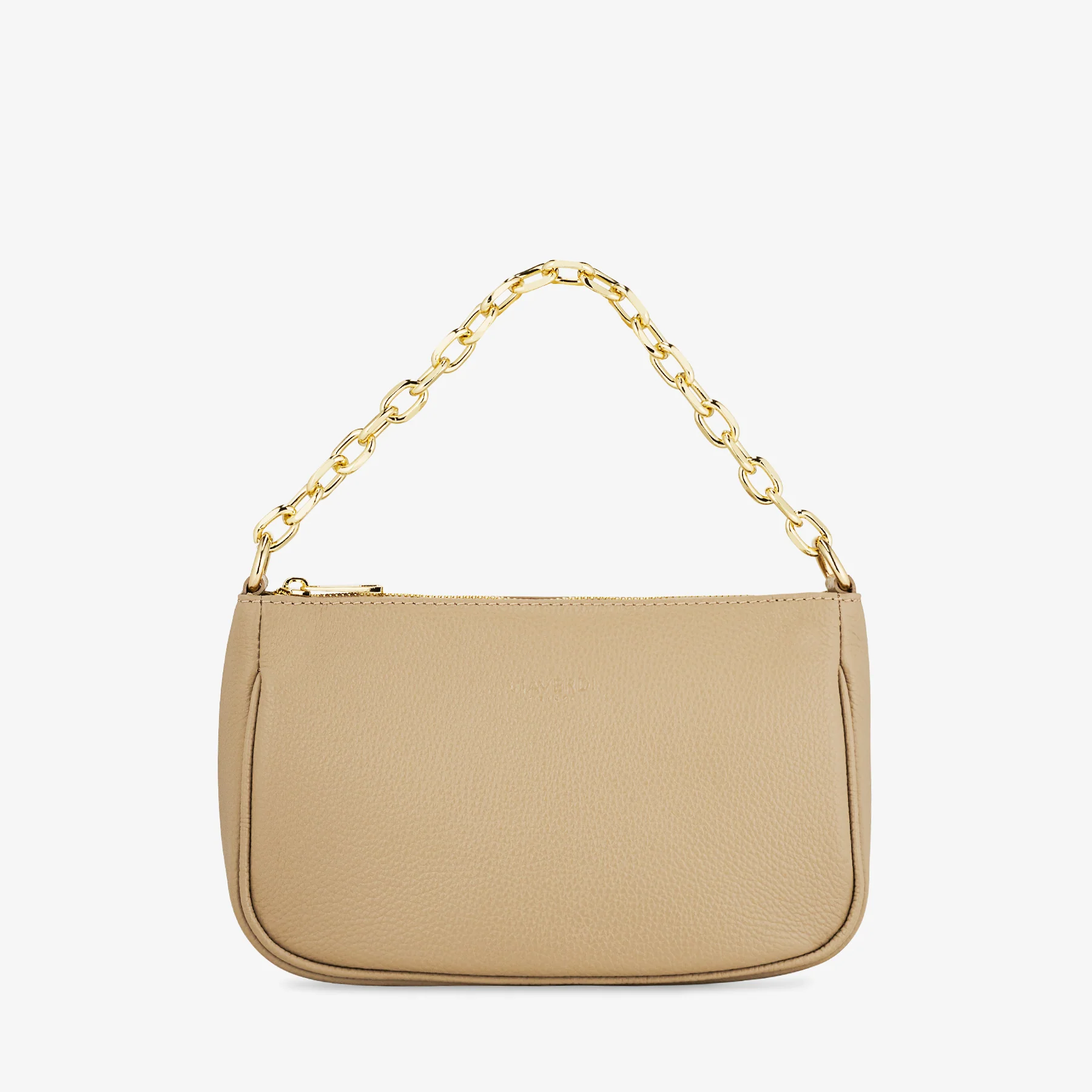Borsa a Spalla in Pelle Beige con Tracolla VIAVERDI Made in Italy - Image 3