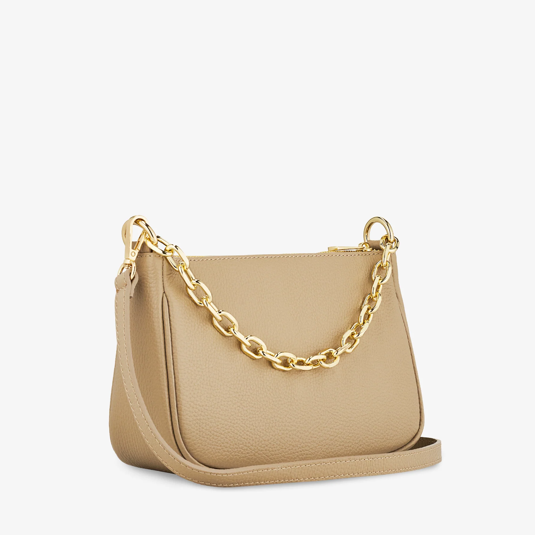 Borsa a Spalla in Pelle Beige con Tracolla VIAVERDI Made in Italy - Image 4