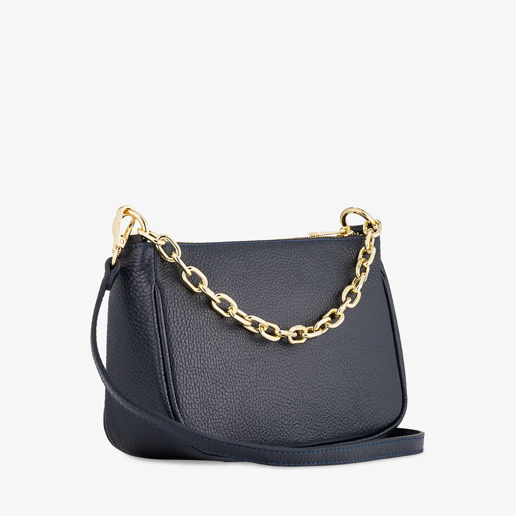 Borsa a Spalla in Pelle Blu con Tracolla VIAVERDI Made in Italy - Image 4