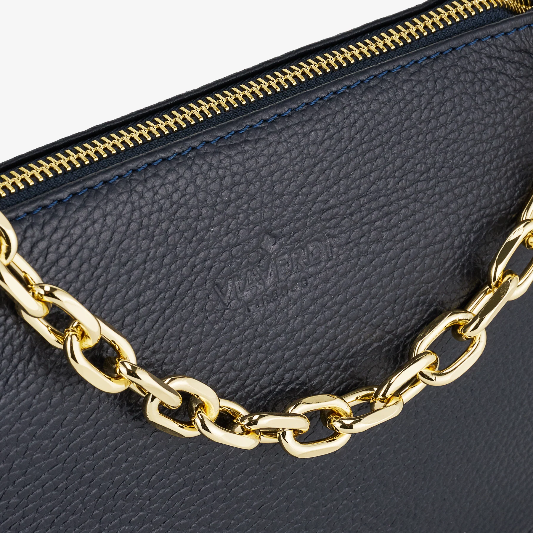 Borsa a Spalla in Pelle Blu con Tracolla VIAVERDI Made in Italy - Image 6