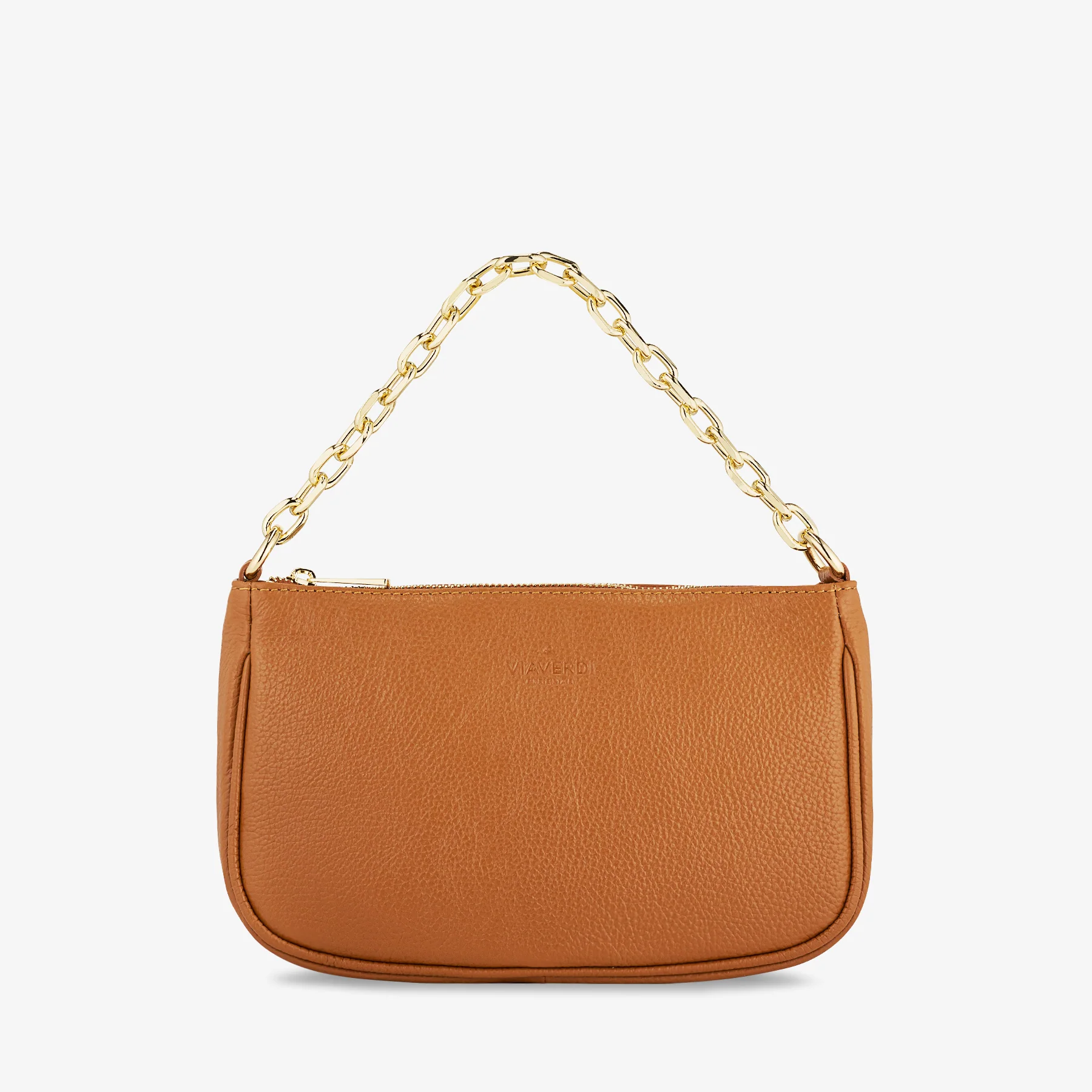 Borsa a Spalla in Pelle Marrone con Tracolla VIAVERDI Made in Italy - Image 5