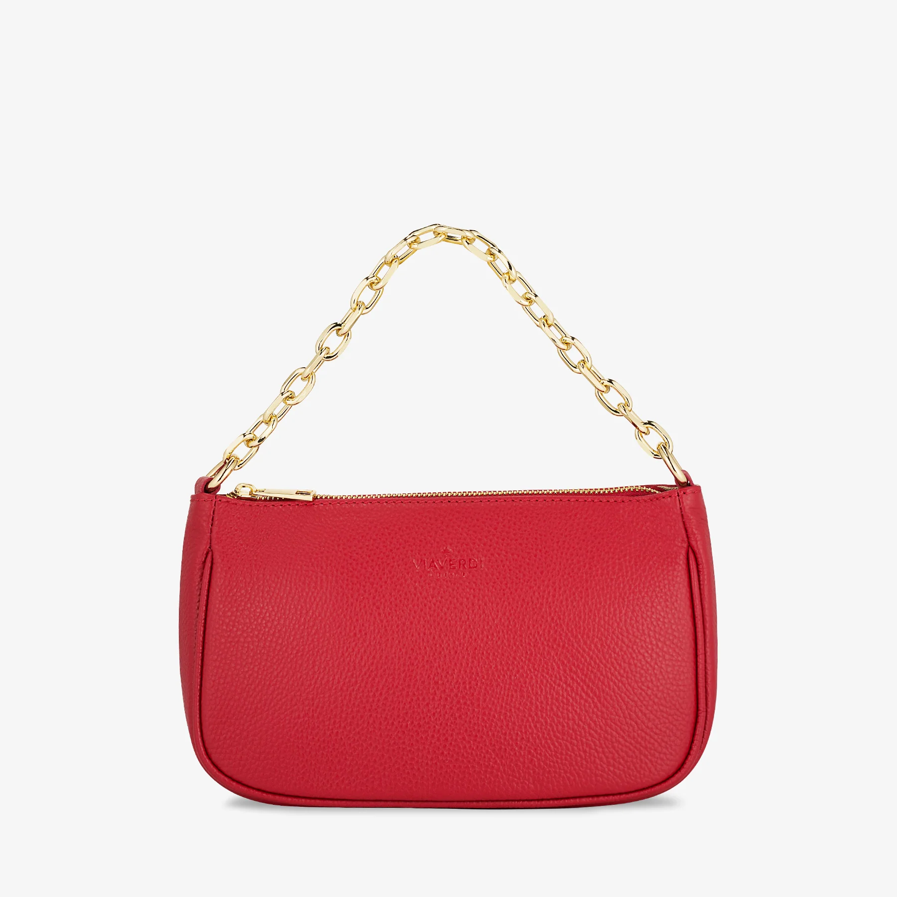 Borsa a Spalla in Pelle Rossa con Tracolla VIAVERDI Made in Italy - Image 3