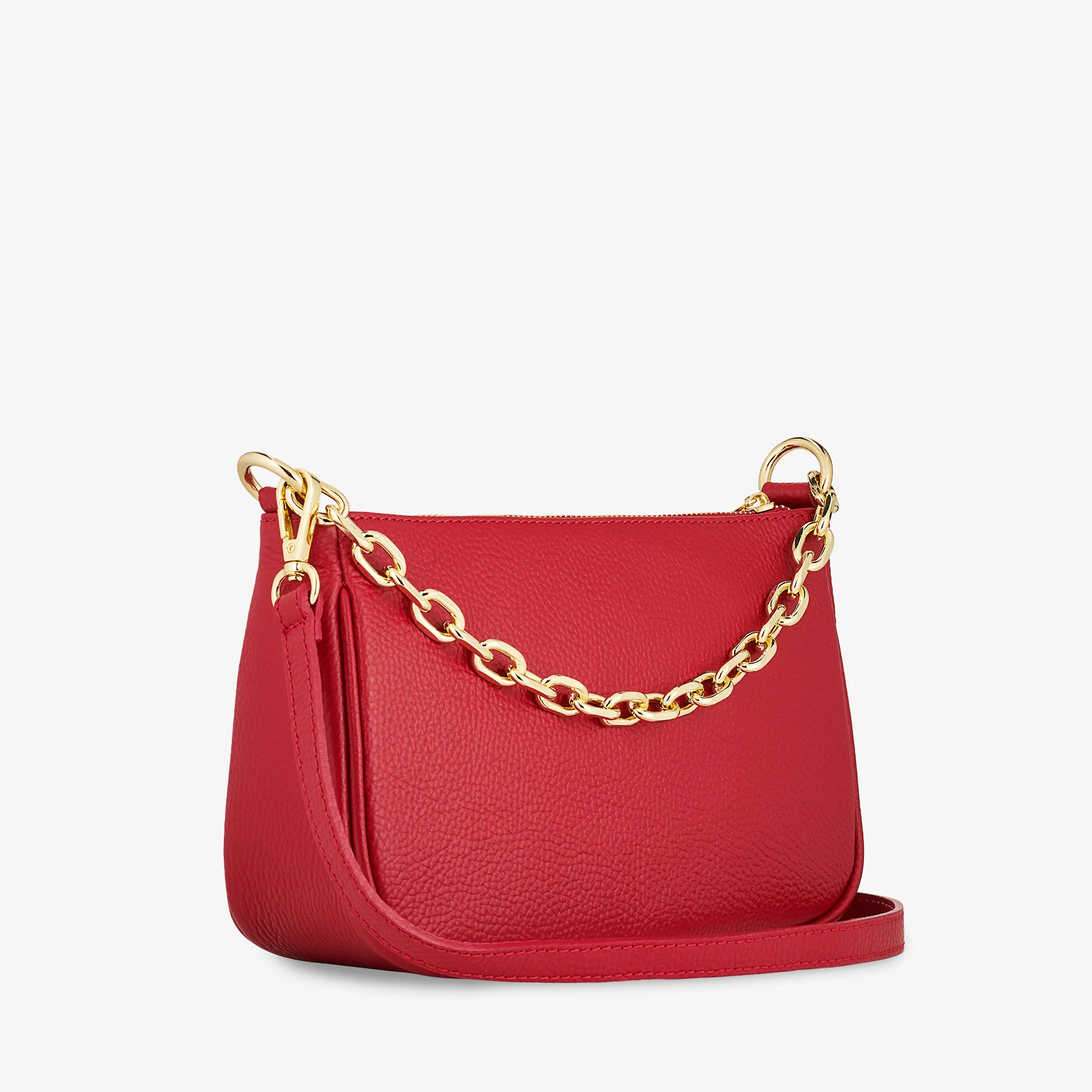 Borsa a Spalla in Pelle Rossa con Tracolla VIAVERDI Made in Italy - Image 4